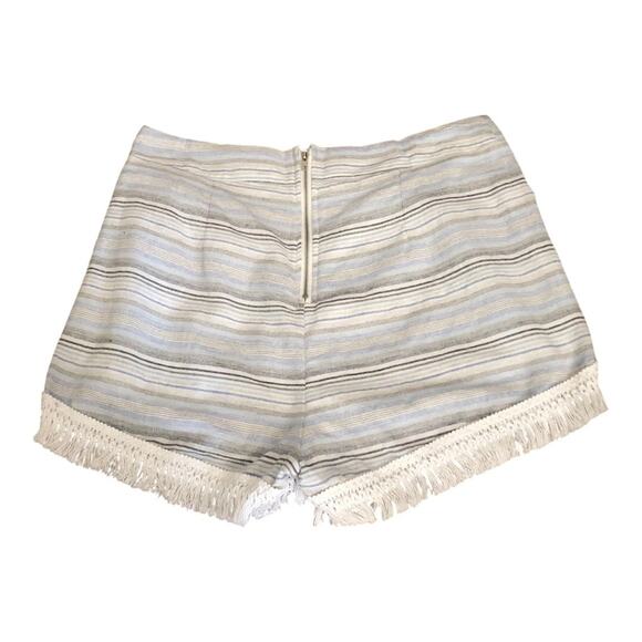 lulus Savvy Blue and White Striped White Fringe Along Sides Hem Shorts Medium - Picture 4 of 11